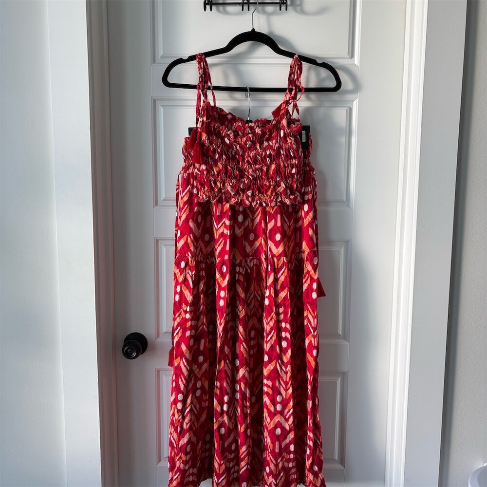 Farm Rio style 2-Piece Set Womens one size Multicolor Ikat Smocked Crop & Maxi